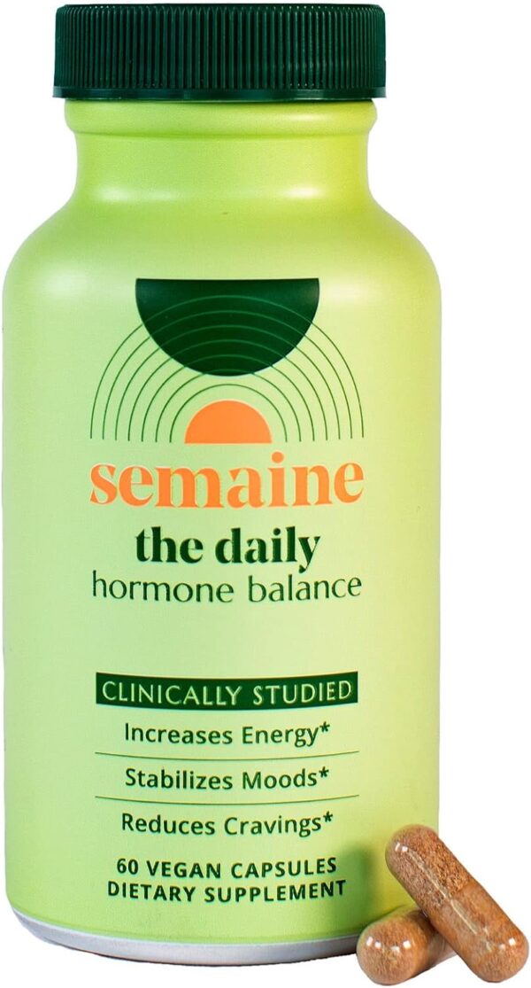 green pill bottle that says Semaine the daily hormone balance